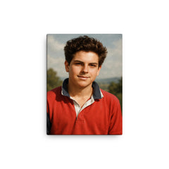 Carlo Acutis portrait canvas print on a plain backdrop in size 12"x16".