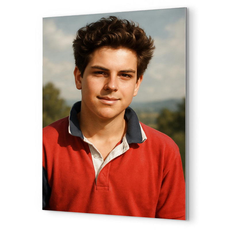 Carlo Acutis portrait metal print mockup