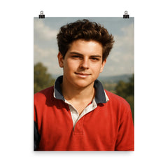 Carlo Acutis portrait poster on a plain backdrop in size 8"x10".