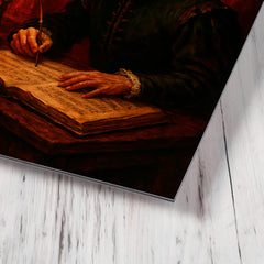 Carlo Gesualdo composing in blood red chamber metal print mockup