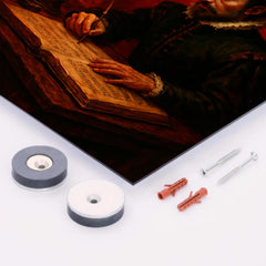 Carlo Gesualdo composing in blood red chamber metal print mockup