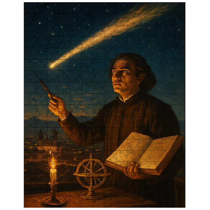 Carlos de Sigüenza charting a comet over Mexico City jigsaw puzzle