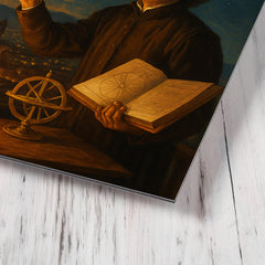 Carlos de Sigüenza charting a comet over Mexico City metal print mockup