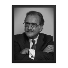 Carlos Fuentes framed print on a plain backdrop in size 18"x24".