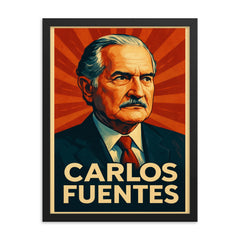 Carlos Fuentes framed print on a plain backdrop in size 18"x24".