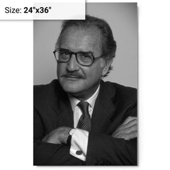 Carlos Fuentes metal print on a plain backdrop in size 24"x36".