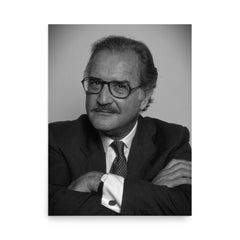 Carlos Fuentes poster on a plain backdrop in size 18"x24".