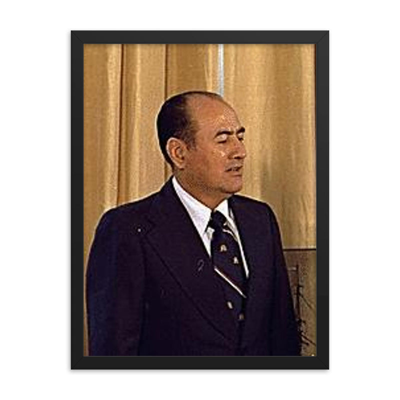 Carlos Humberto Romero framed print on a plain backdrop in size 18