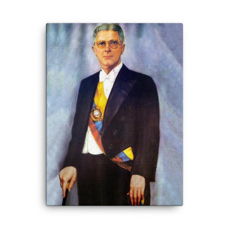 Carlos Julio Arosemena Tola canvas print on a plain backdrop in size 18
