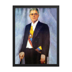 Carlos Julio Arosemena Tola framed print on a plain backdrop in size 18"x24".