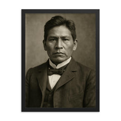 Carlos Montezuma framed print on a plain backdrop in size 18"x24".