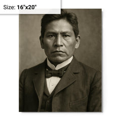 Carlos Montezuma metal print on a plain backdrop in size 16"x20".
