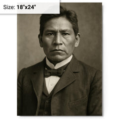 Carlos Montezuma metal print on a plain backdrop in size 18"x24".