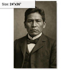 Carlos Montezuma metal print on a plain backdrop in size 24"x36".