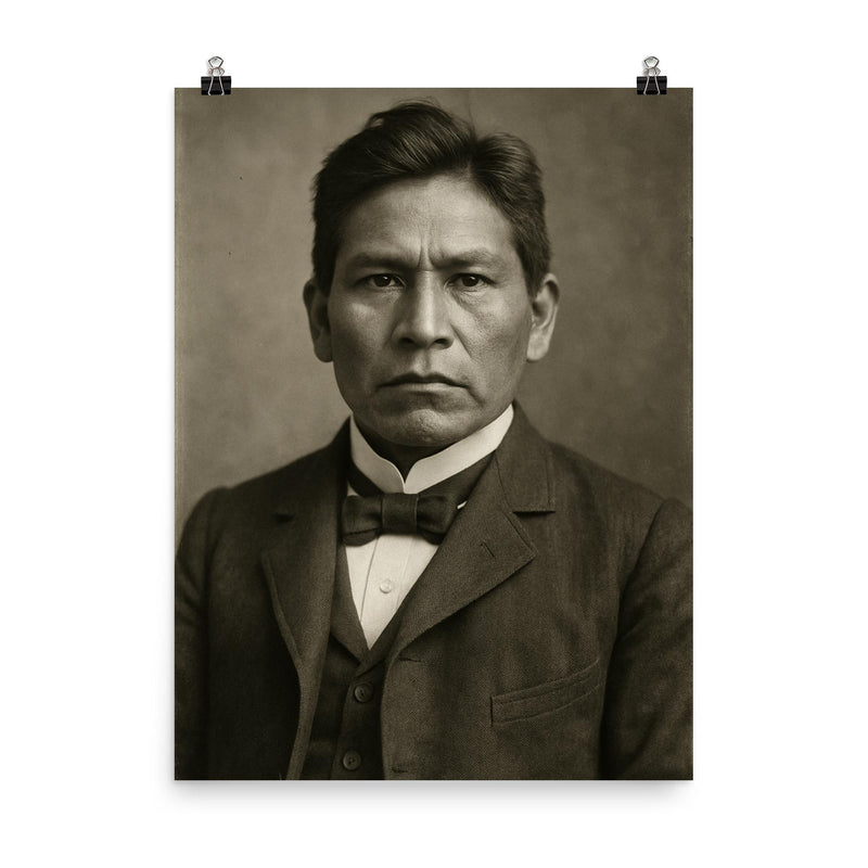 Carlos Montezuma poster on a plain backdrop in size 8