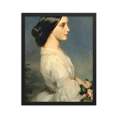 Carmen Aguado, Duchesse de Montmorency by Franz Xavier Winterhalter, 1860 framed print on a plain backdrop in size 16"x20".