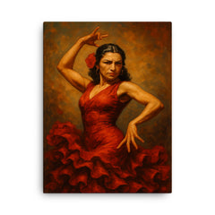 Carmen Amaya canvas print on a plain backdrop in size 18"x24".