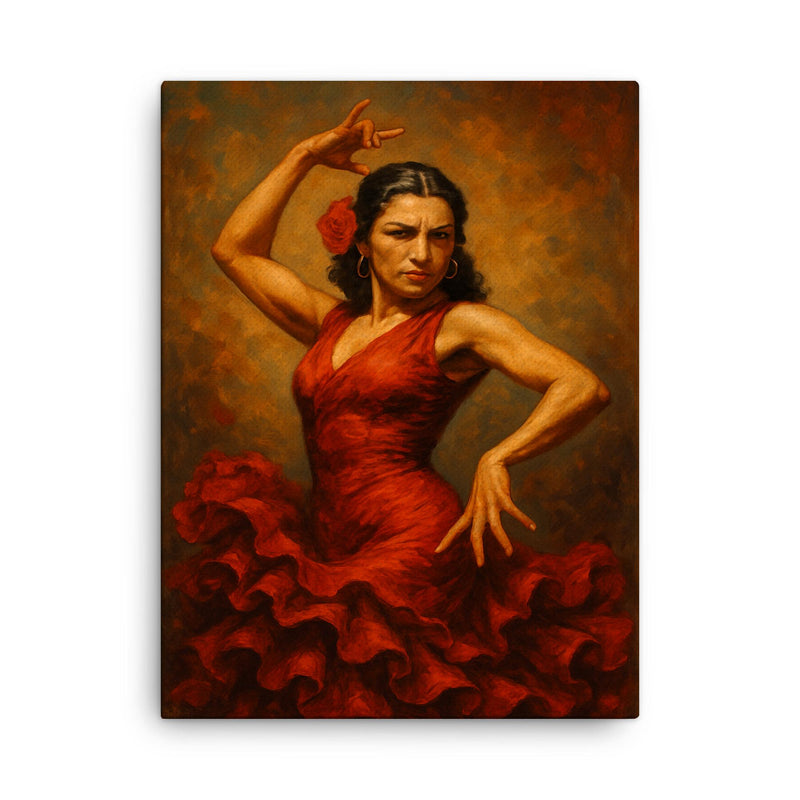 Carmen Amaya canvas print on a plain backdrop in size 18