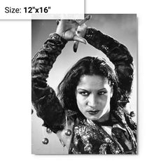 Carmen Amaya metal print on a plain backdrop in size 12"x16".
