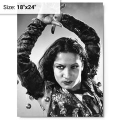 Carmen Amaya metal print on a plain backdrop in size 18"x24".