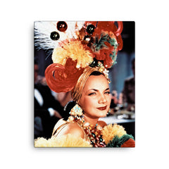 Carmen Miranda canvas print on a plain backdrop in size 16"x20".