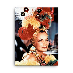 Carmen Miranda canvas print on a plain backdrop in size 18"x24".