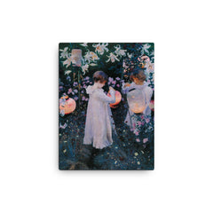Carnation, Lily, Lily, Rose by John Singer Sargent, 1885 canvas print on a plain backdrop in size 12"x16".