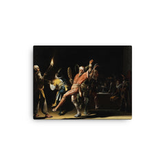 Carnival Clowns by Willem Duyster, 1620 canvas print on a plain backdrop in size 12"x16".