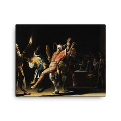 Carnival Clowns by Willem Duyster, 1620 canvas print on a plain backdrop in size 16"x20".