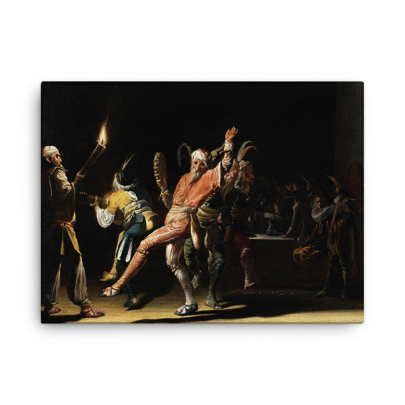 Carnival Clowns by Willem Duyster, 1620 canvas print on a plain backdrop in size 18