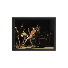 Carnival Clowns by Willem Duyster, 1620 framed print on a plain backdrop in size 12"x16".