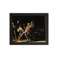 Carnival Clowns by Willem Duyster, 1620 framed print on a plain backdrop in size 8"x10".