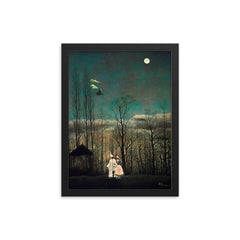Carnival Evening by Henri Rousseau, 1886 framed print on a plain backdrop in size 12"x16".