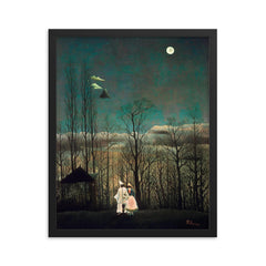 Carnival Evening by Henri Rousseau, 1886 framed print on a plain backdrop in size 16"x20".