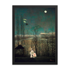 Carnival Evening by Henri Rousseau, 1886 framed print on a plain backdrop in size 18"x24".
