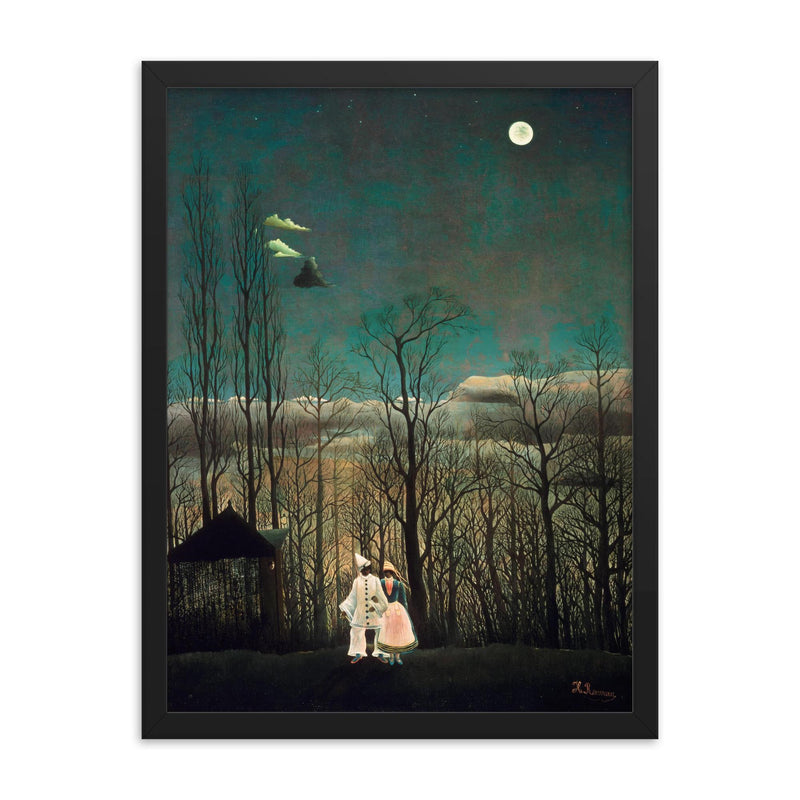 Carnival Evening by Henri Rousseau, 1886 framed print on a plain backdrop in size 18