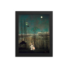 Carnival Evening by Henri Rousseau, 1886 framed print on a plain backdrop in size 8"x10".