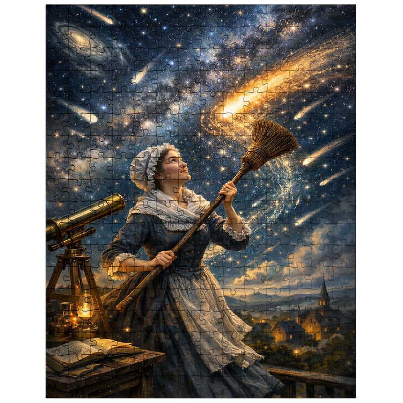 Caroline Herschel sweeping comet filled skies jigsaw puzzle