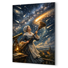 Caroline Herschel sweeping comet filled skies metal print mockup