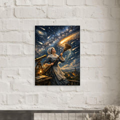 Caroline Herschel sweeping comet filled skies metal print mockup