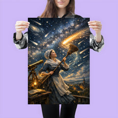 Caroline Herschel sweeping comet filled skies poster 3
