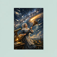 Caroline Herschel sweeping comet filled skies poster 8