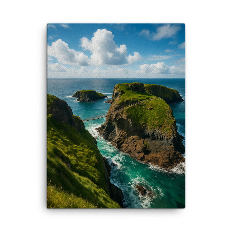 Carrick a Rede Coastline Northern Ireland canvas print on a plain backdrop in size 18