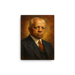 Carter G Woodson canvas print on a plain backdrop in size 12"x16".
