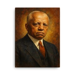 Carter G Woodson canvas print on a plain backdrop in size 18"x24".