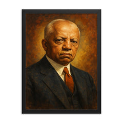 Carter G Woodson framed print on a plain backdrop in size 18"x24".