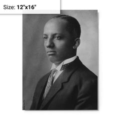 Carter G Woodson metal print on a plain backdrop in size 12"x16".