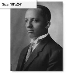 Carter G Woodson metal print on a plain backdrop in size 18"x24".
