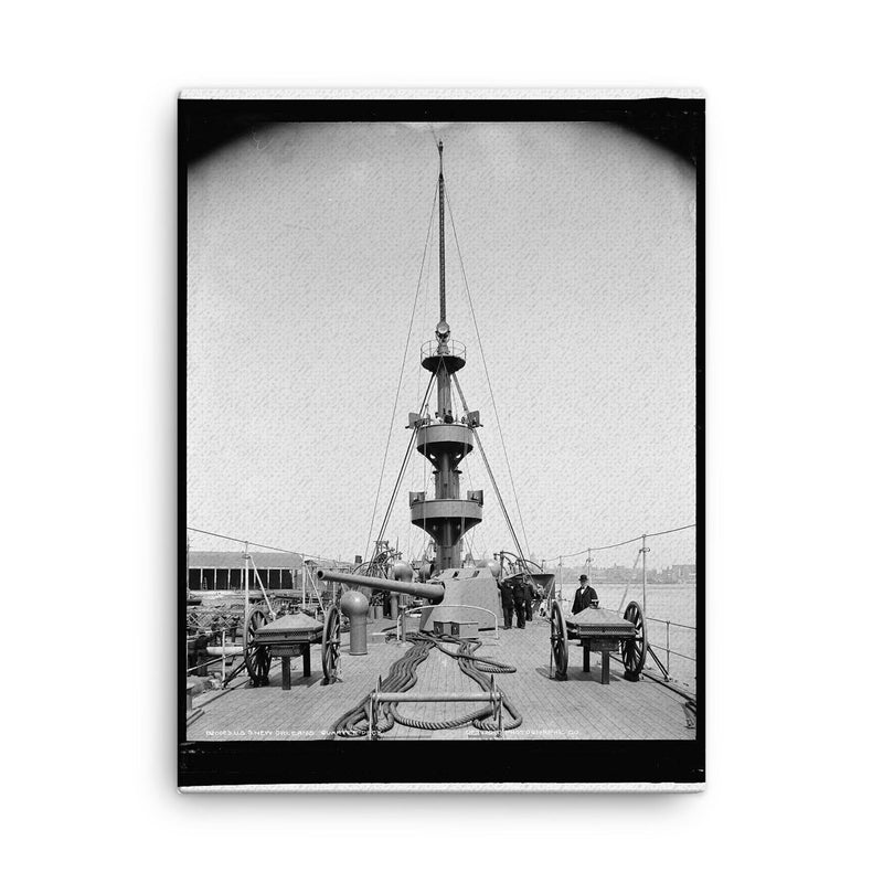 Carts in Front of 1898 Photograph canvas print on a plain backdrop in size 18