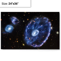Cartwheel Galaxy by James Webb Space Telescope metal print on a plain backdrop in size 24"x36".